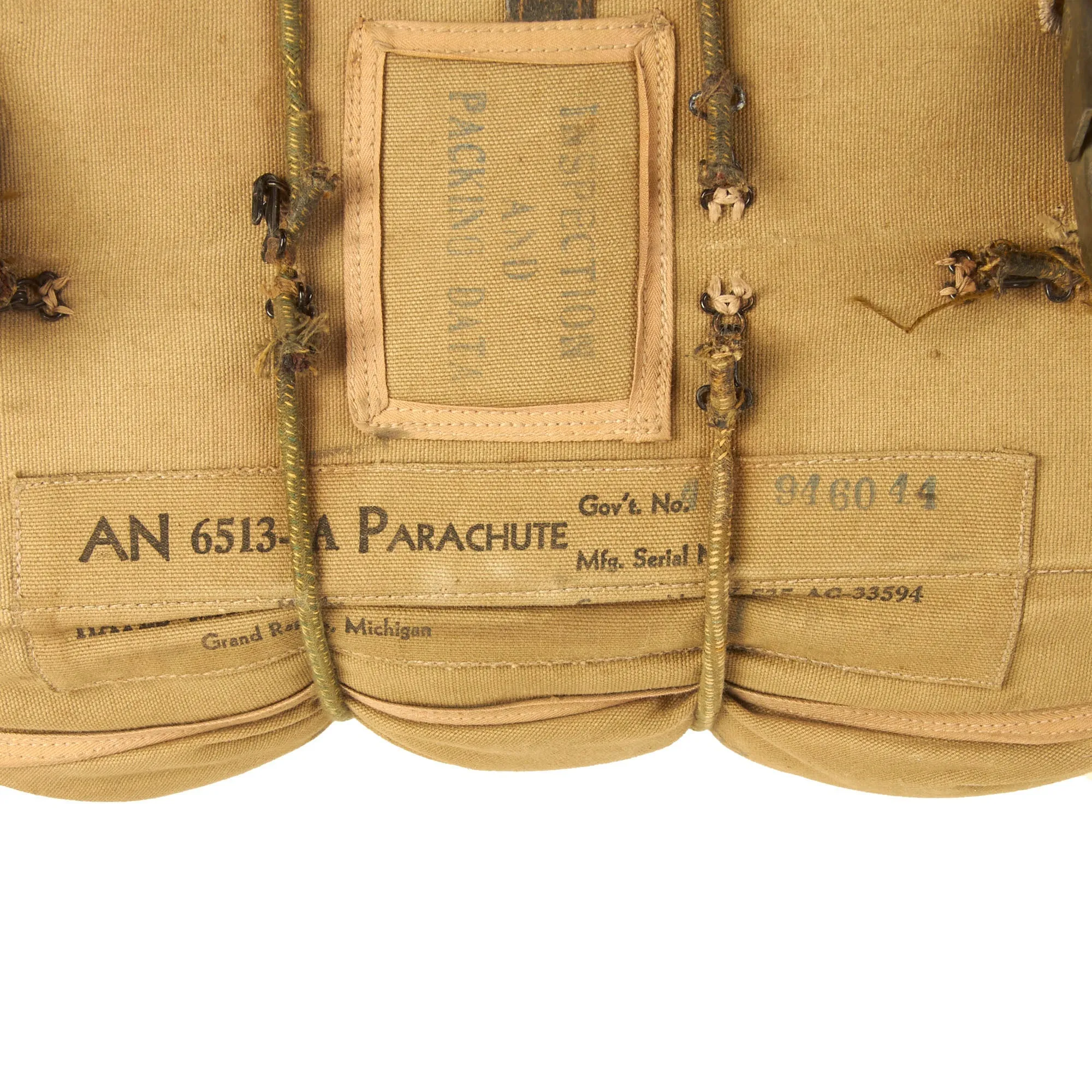 Original U.S. WWII Army Airborne T-5 Main & Reserve Parachute Packs with Rigging - Dated 1943 & 1944