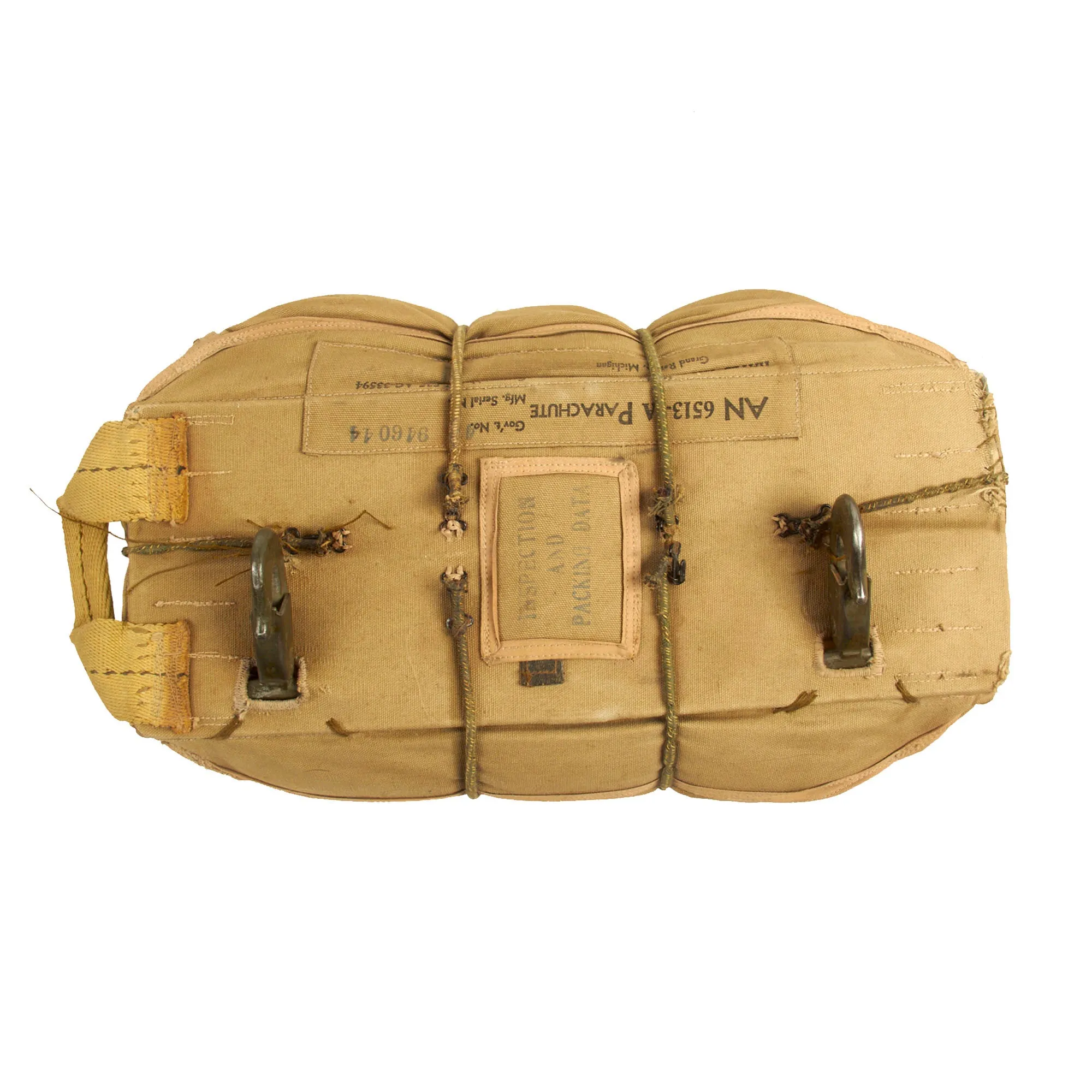Original U.S. WWII Army Airborne T-5 Main & Reserve Parachute Packs with Rigging - Dated 1943 & 1944