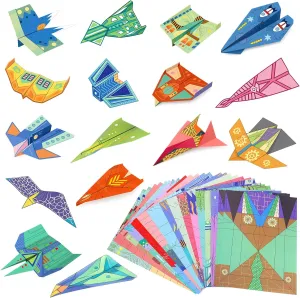 Palksky Paper Airplane Kit, Origami Kit for Kids Ages 6-12, 16 Creative Design Paper Planes Book 32 Sheets for Boys Birthday Gift