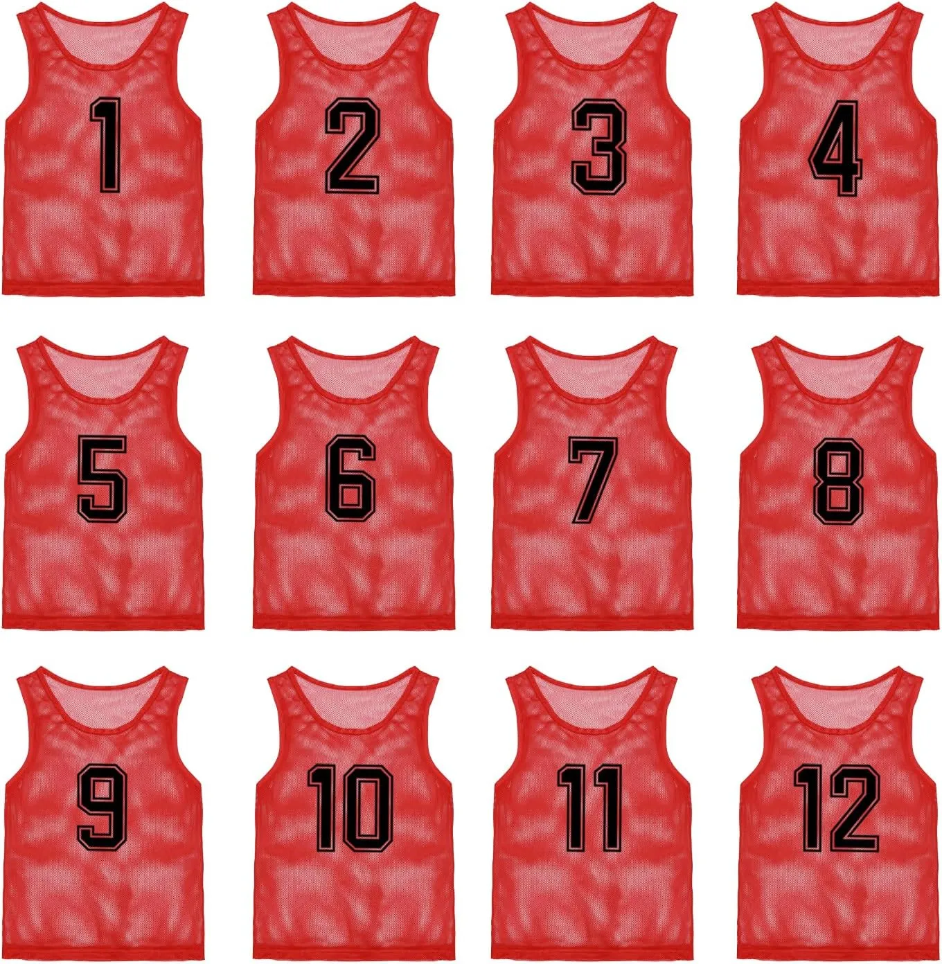 Pinnies Team Practice Vests with Numbers for Child Youth Teen Adult, Mesh Scrimmage Jerseys for Soccer, Football