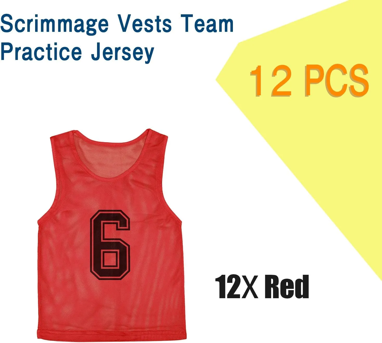 Pinnies Team Practice Vests with Numbers for Child Youth Teen Adult, Mesh Scrimmage Jerseys for Soccer, Football