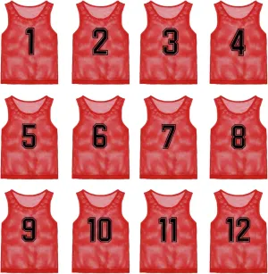 Pinnies Team Practice Vests with Numbers for Child Youth Teen Adult, Mesh Scrimmage Jerseys for Soccer, Football