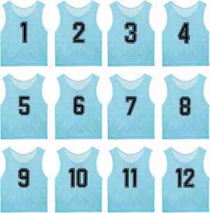 Pinnies Team Practice Vests with Numbers for Child Youth Teen Adult, Mesh Scrimmage Jerseys for Soccer, Football