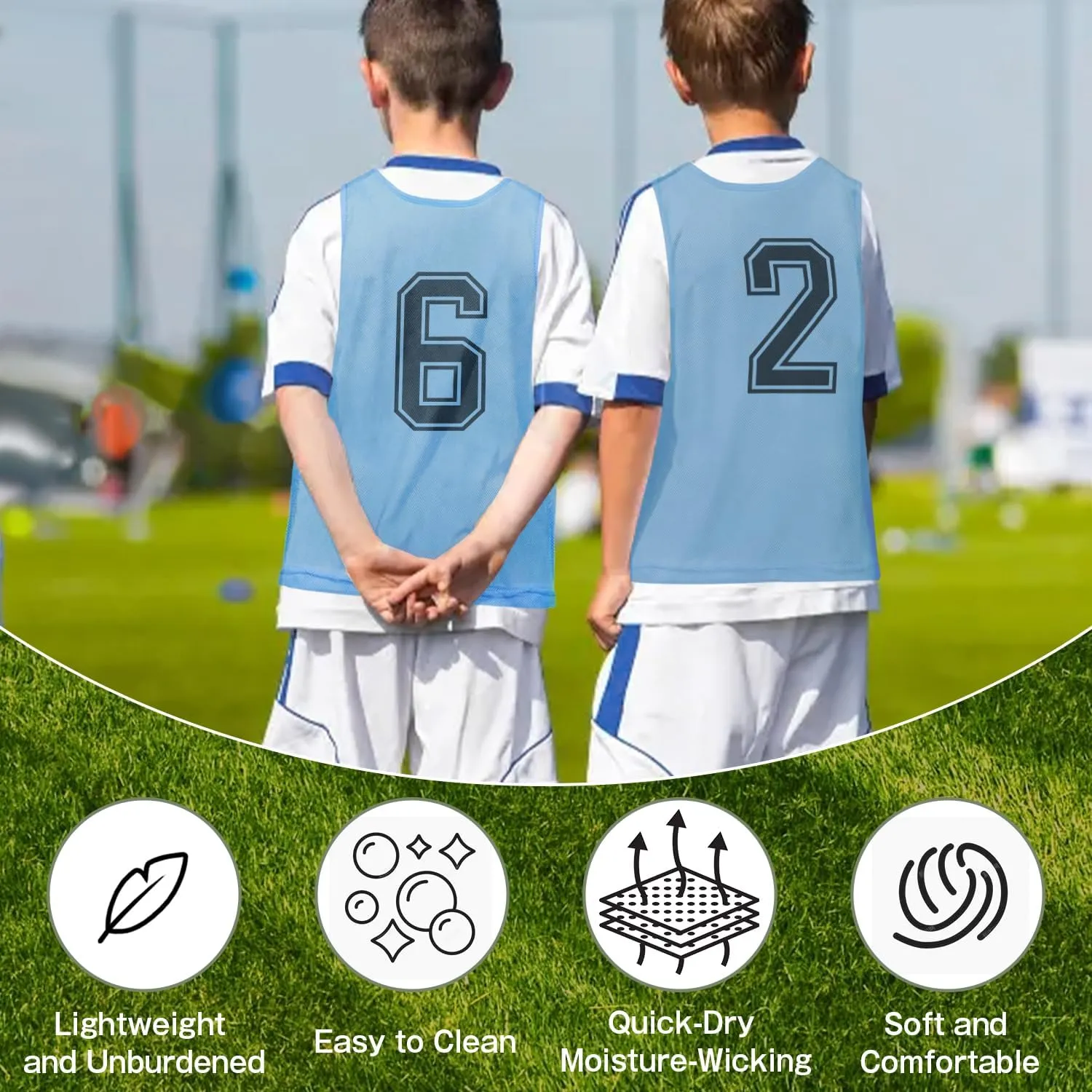 Pinnies Team Practice Vests with Numbers for Child Youth Teen Adult, Mesh Scrimmage Jerseys for Soccer, Football