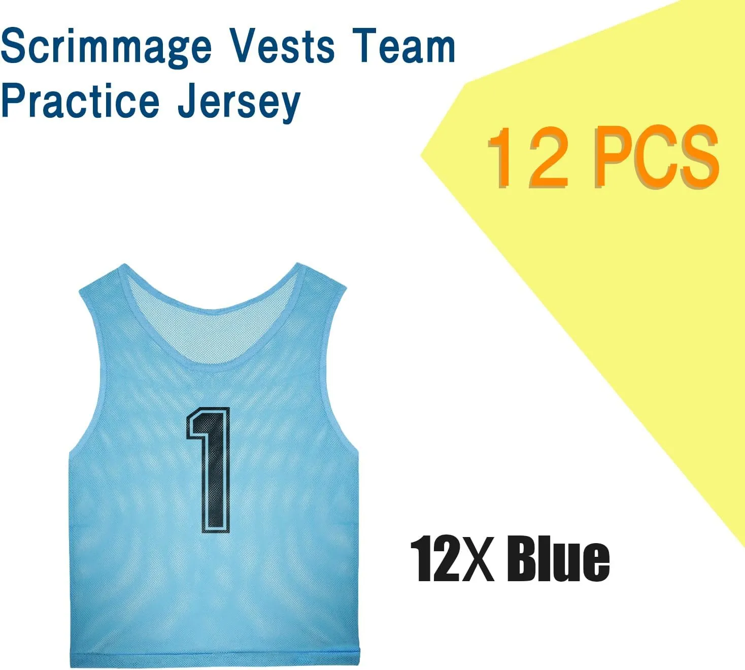 Pinnies Team Practice Vests with Numbers for Child Youth Teen Adult, Mesh Scrimmage Jerseys for Soccer, Football