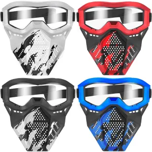 POKONBOY 4 Pack Tactical Mask for Kids, Safety Goggles Compatible with Nerf Rival, Apollo, Zeus, Khaos, Atlas, & Artemis Blasters Age 8  Years Old