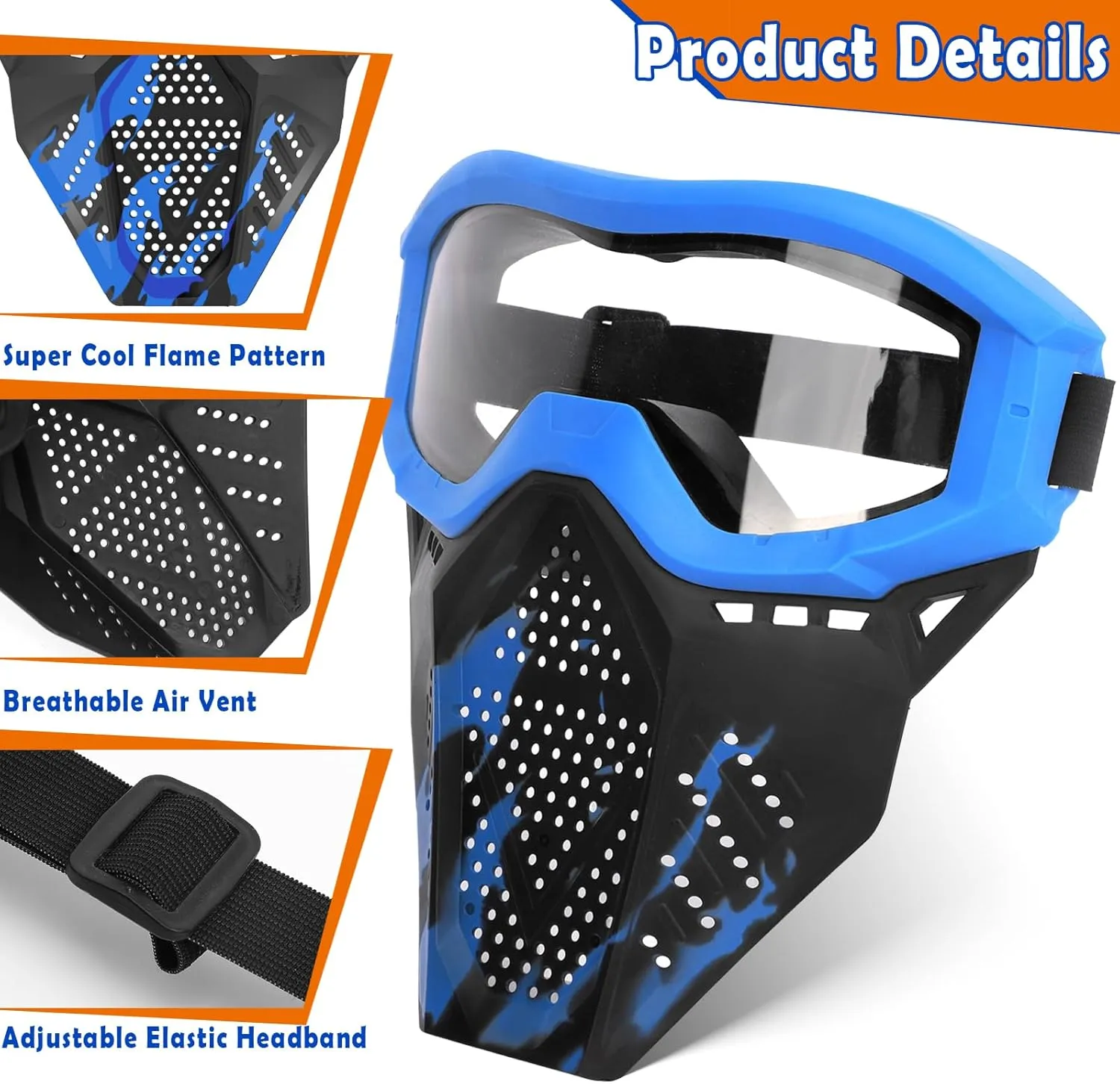 POKONBOY 4 Pack Tactical Mask for Kids, Safety Goggles Compatible with Nerf Rival, Apollo, Zeus, Khaos, Atlas, & Artemis Blasters Age 8  Years Old