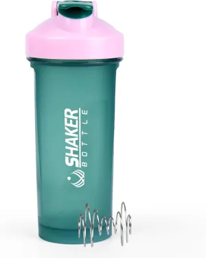 Protein Shaker Bottle 24oz- Leak- Proof GYM Shaker Cup with Handle and Mixing Ball Effortlessly Blend Drinks, Stay Hydrated During Workouts - BPA Free (GREEN)