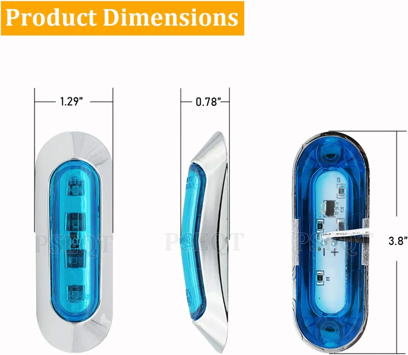PSEQT 3.8'' Waterproof LED Lights - Courtesy, Interior, Deck, Navigation, Transom, Stern, Cabin Lighting for Pontoon, Fishing Boat, Kayak, Sailboat, Bass Boat - 12V/24V (Blue, 4Pcs)