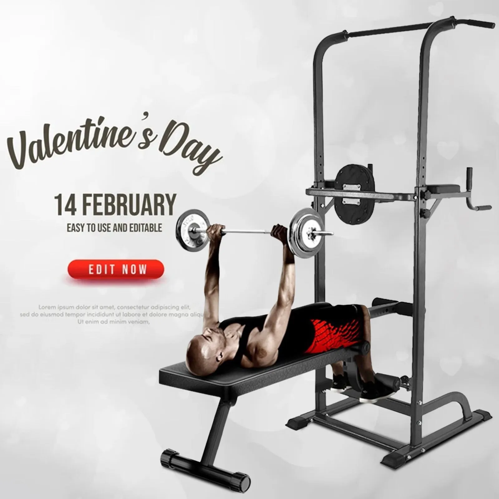 Pull-Up Bar Adjustable Power Tower Dip Station W/ Bench Bar
