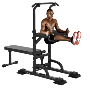 Pull-Up Bar Adjustable Power Tower Dip Station W/ Bench Bar