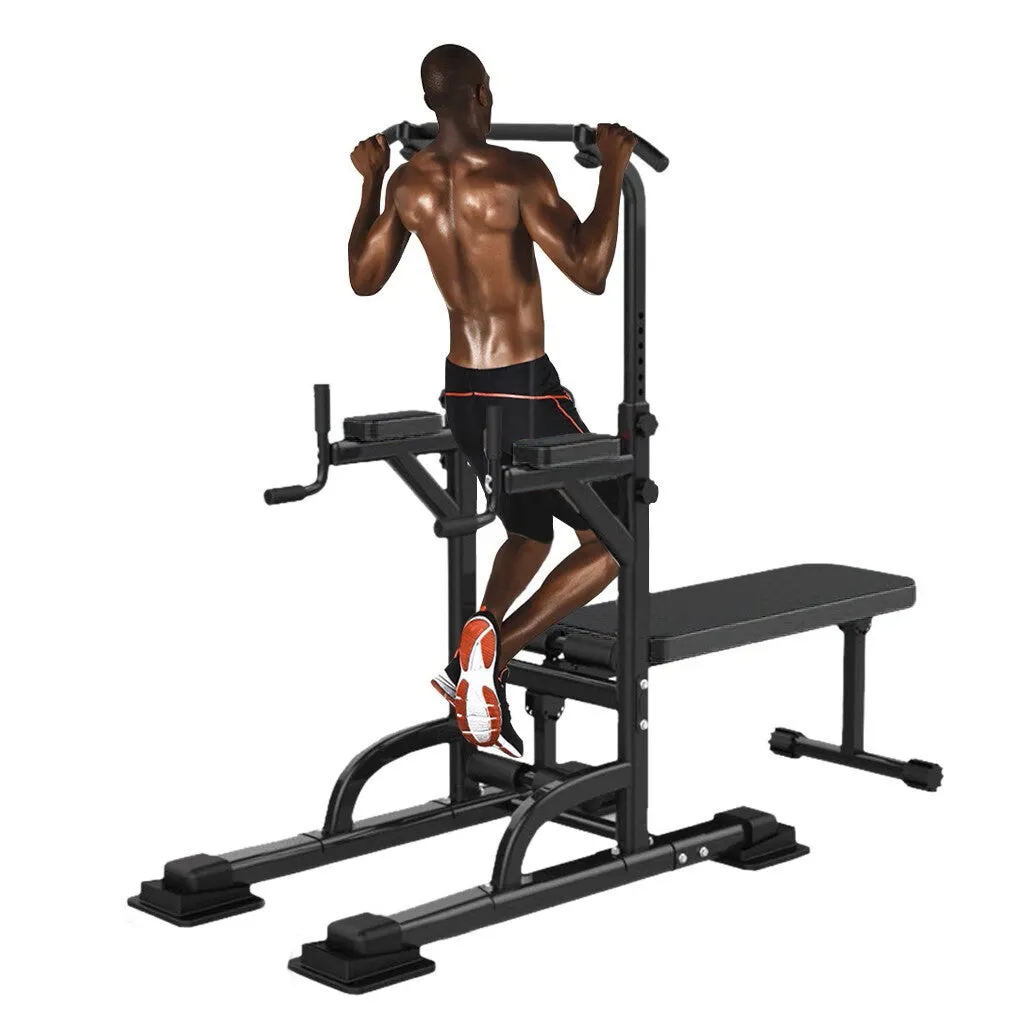 Pull-Up Bar Adjustable Power Tower Dip Station W/ Bench Bar