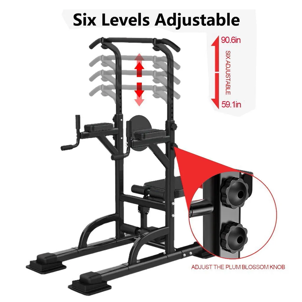 Pull-Up Bar Adjustable Power Tower Dip Station W/ Bench Bar