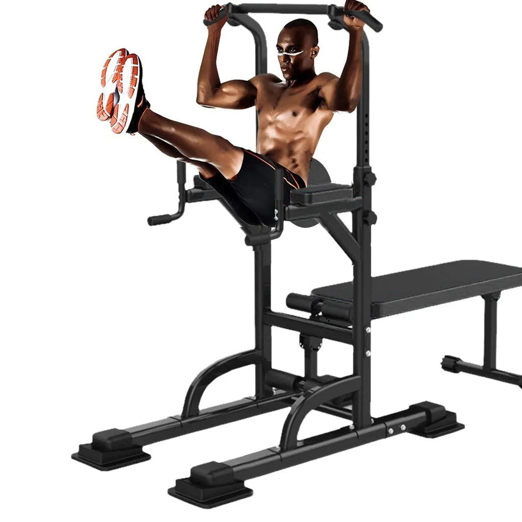 Pull-Up Bar Adjustable Power Tower Dip Station W/ Bench Bar