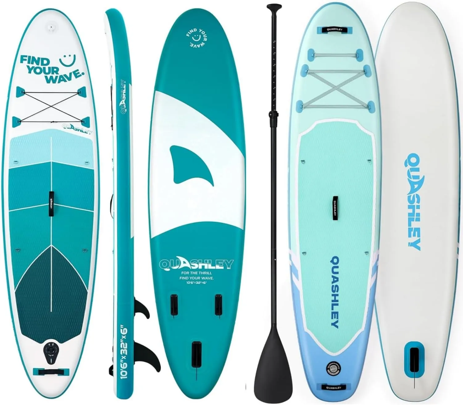 Quashley Inflatable Paddle Board Green and Blue 10.5ft and 11ft Ultra Light Paddle Board