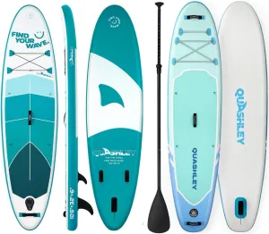 Quashley Inflatable Paddle Board Green and Blue 10.5ft and 11ft Ultra Light Paddle Board