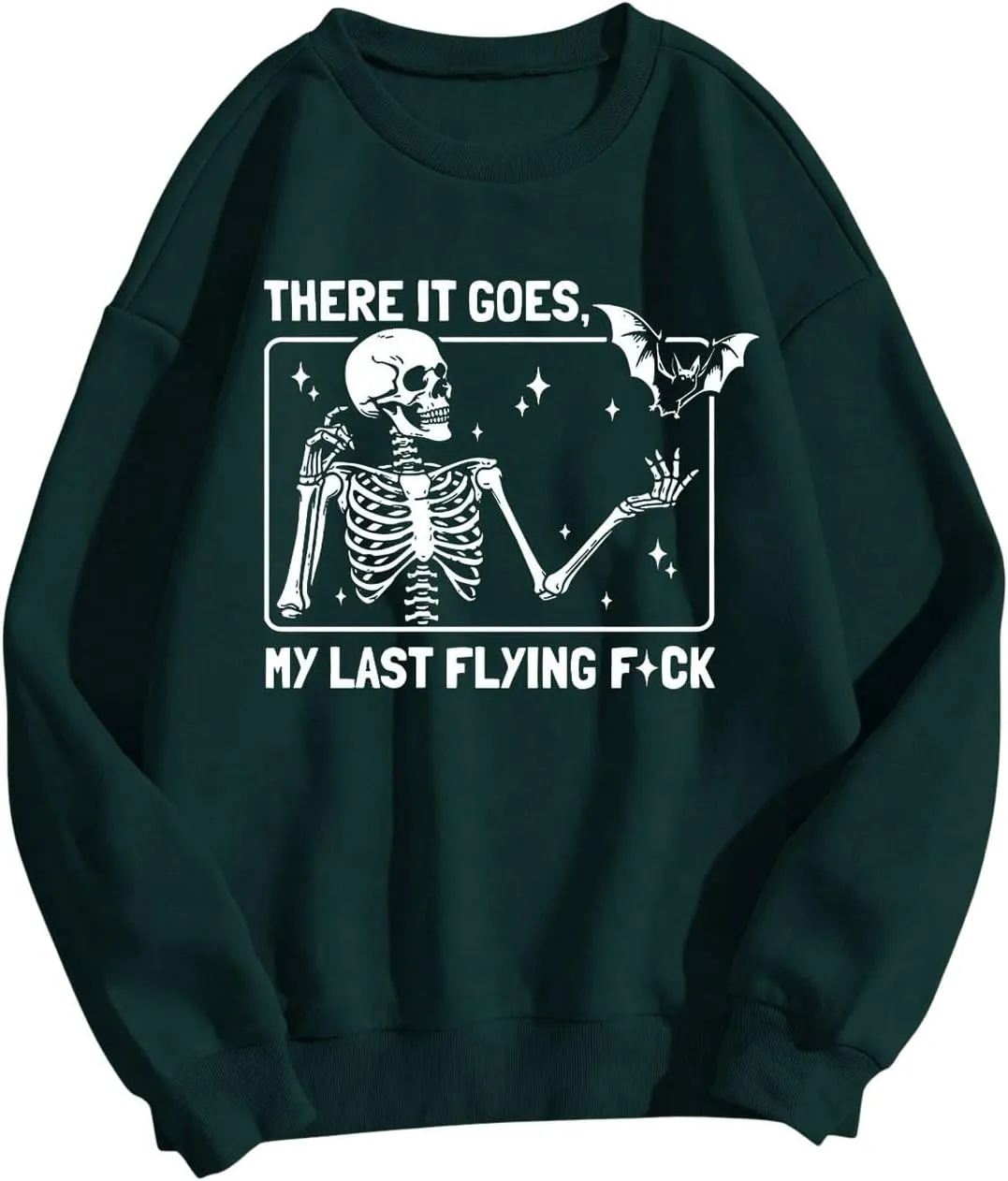 SHENHE Women's Oversized Graphic Skeleton Bat Print Crewneck Funny Halloween Sweatshirt