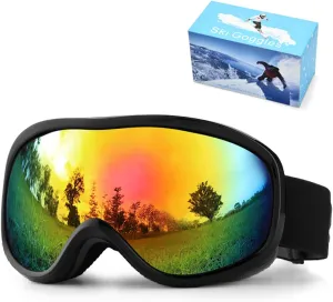 Ski Goggles, Snow Goggles, Anti Fog Snow Goggles, Wide Panoramic View, Anti-Fog Lens, for Skiing and Snowboarding