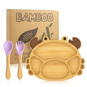 Snappy Bamboo Suction Plate & Cutlery Set – Eco-Friendly Baby Essentials
