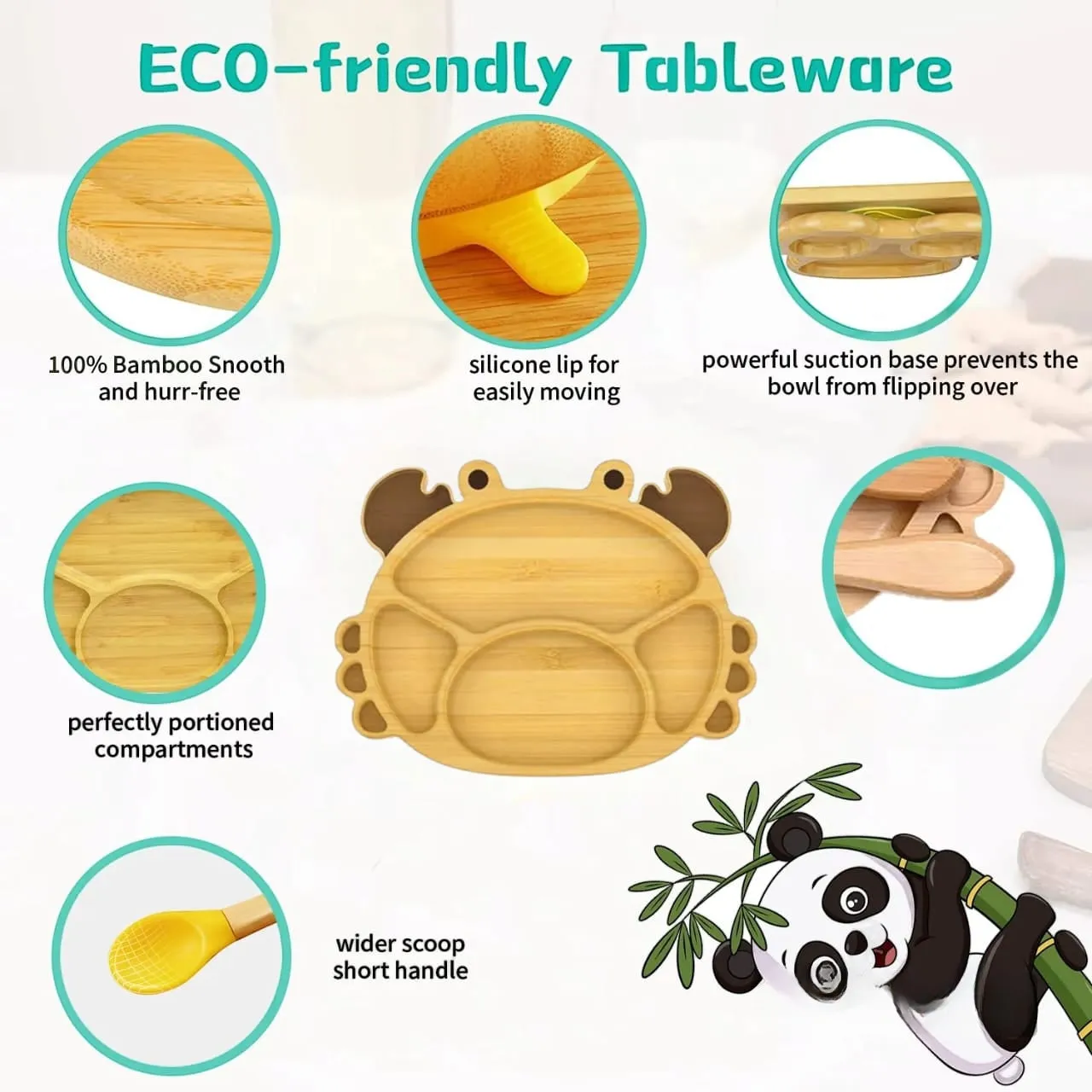 Snappy Bamboo Suction Plate & Cutlery Set – Eco-Friendly Baby Essentials