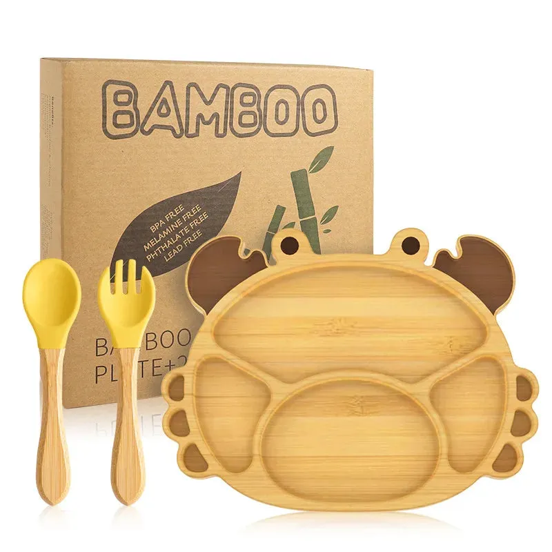 Snappy Bamboo Suction Plate & Cutlery Set – Eco-Friendly Baby Essentials