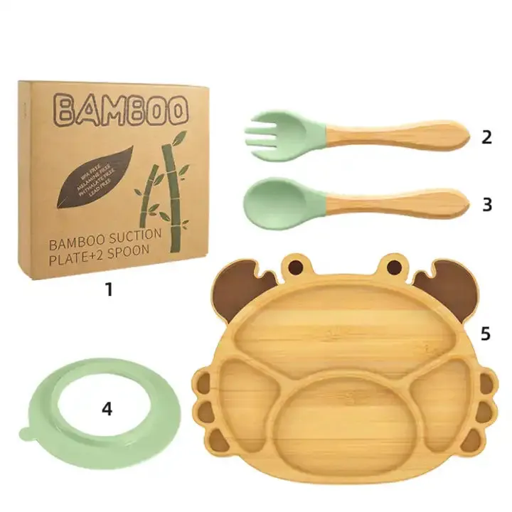 Snappy Bamboo Suction Plate & Cutlery Set – Eco-Friendly Baby Essentials