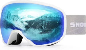 SNOWER Ski Goggles, Spherical OTG Anti-Fog Snow Goggles, HD Snowboard Goggles with UV400 Protection for Men, Women, and Youth