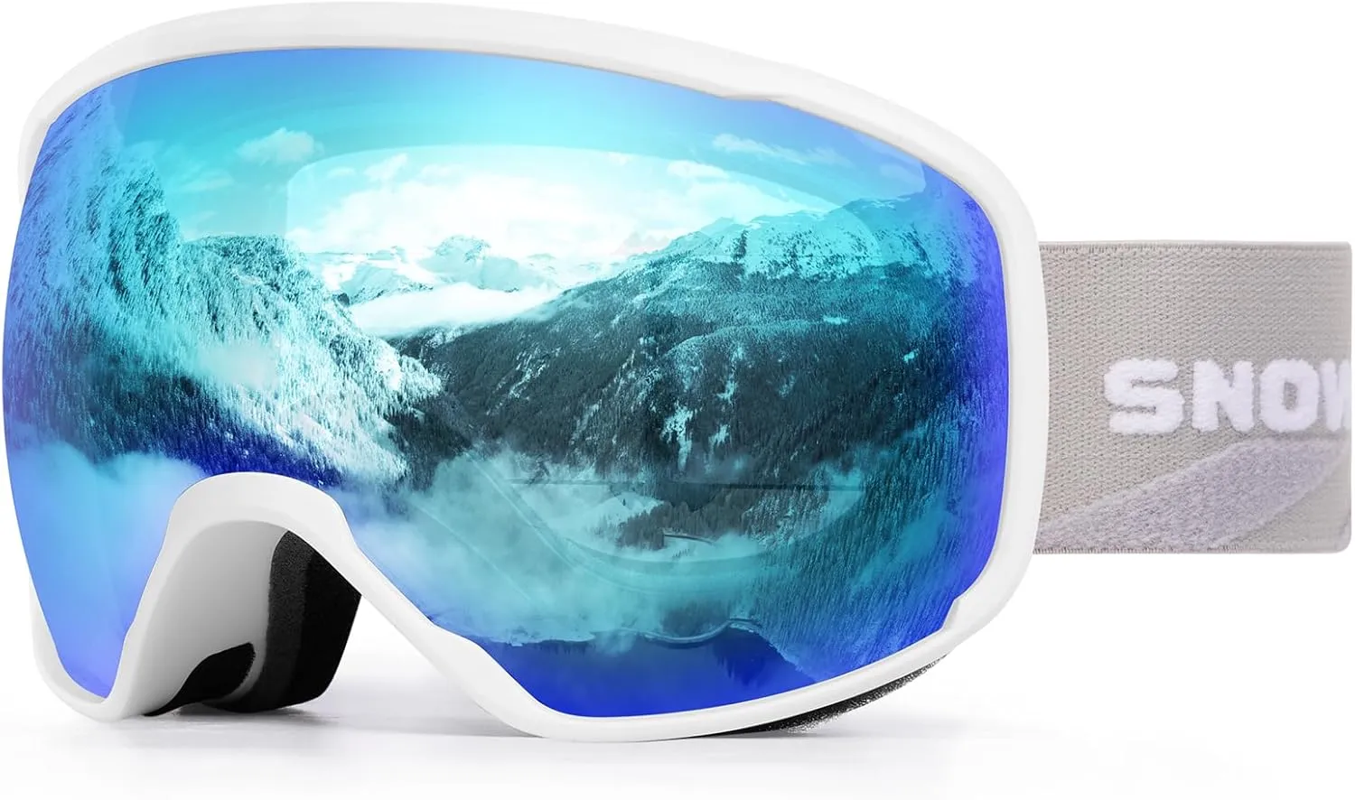 SNOWER Ski Goggles, Spherical OTG Anti-Fog Snow Goggles, HD Snowboard Goggles with UV400 Protection for Men, Women, and Youth