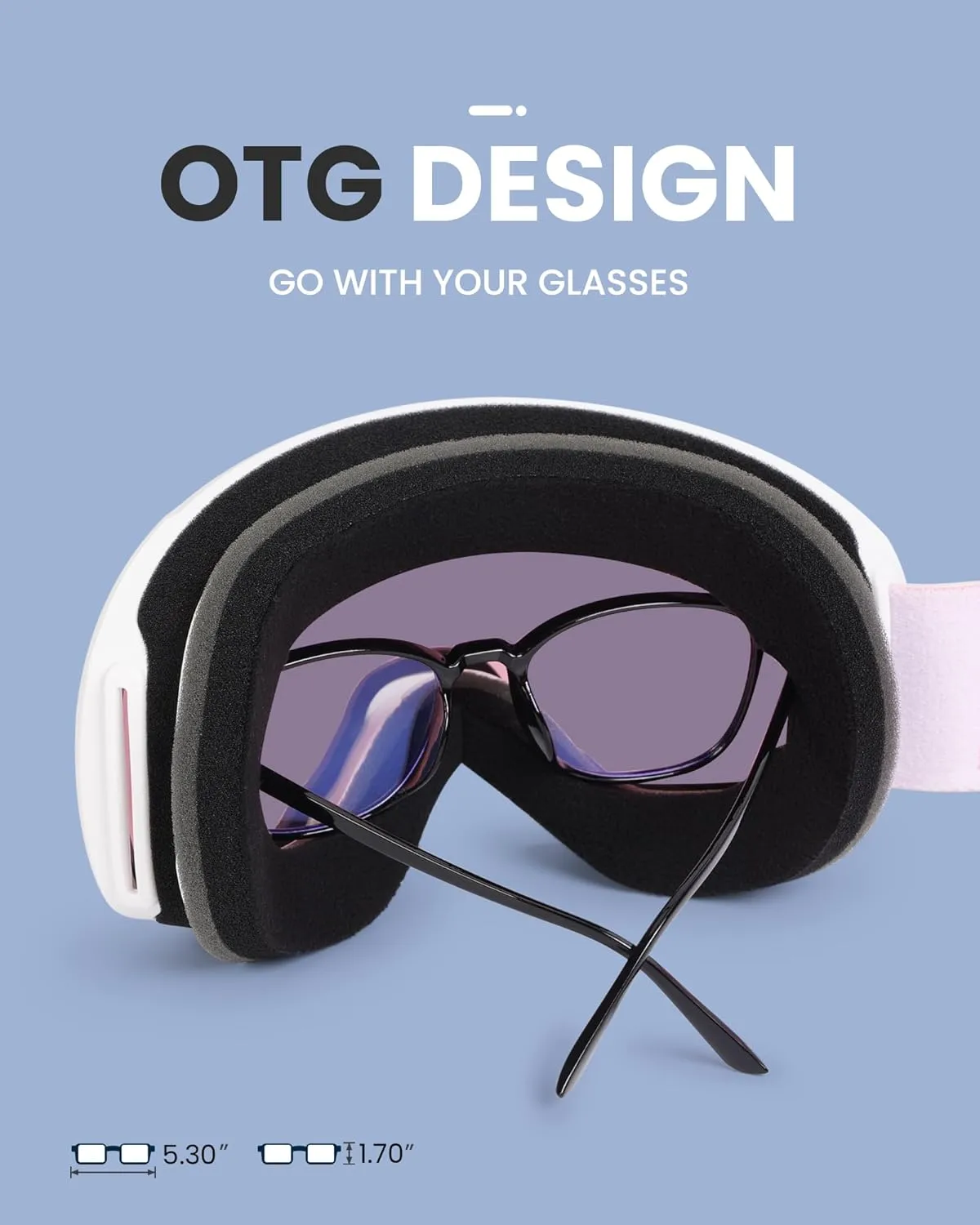 SNOWER Ski Goggles, Spherical OTG Anti-Fog Snow Goggles, HD Snowboard Goggles with UV400 Protection for Men, Women, and Youth