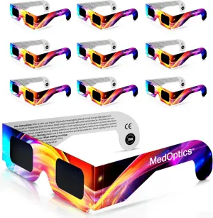 Solar Eclipse Glasses Approved 2024 - AAS, ISO & CE Certified for All Ages - Lab Tested - Includes Eclipse Path Map (10)