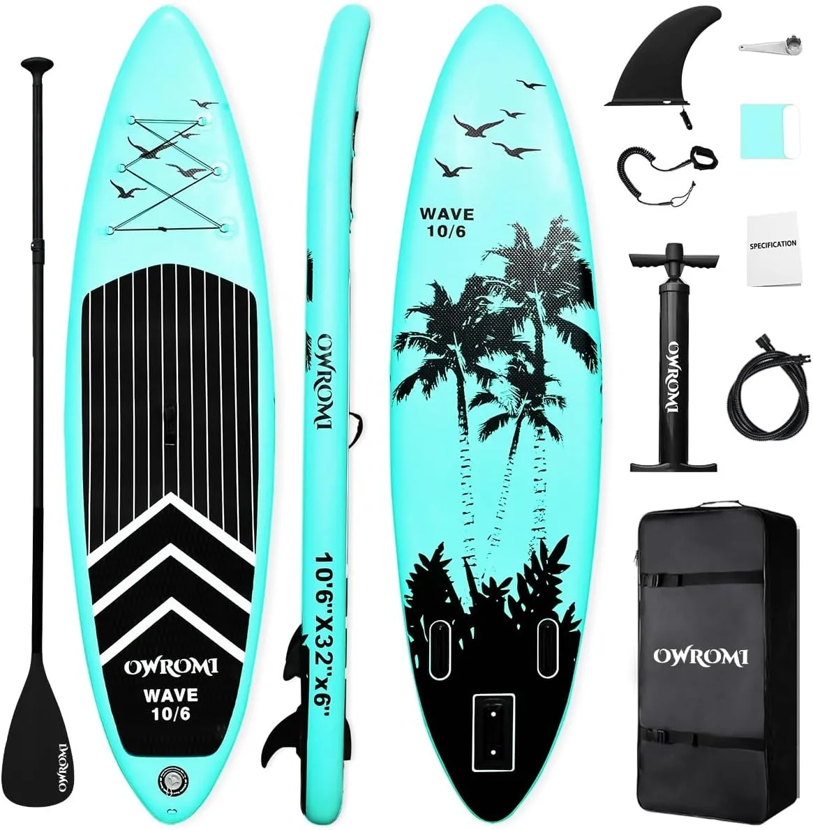SUP Inflatable Stand Up Paddle Board 10'6" Ultra-Light Thick Paddleboard for All Skill Levels ISUP Paddle Board with Accessories, 10/6 Inflatable Paddle Boards for Adults & Youth