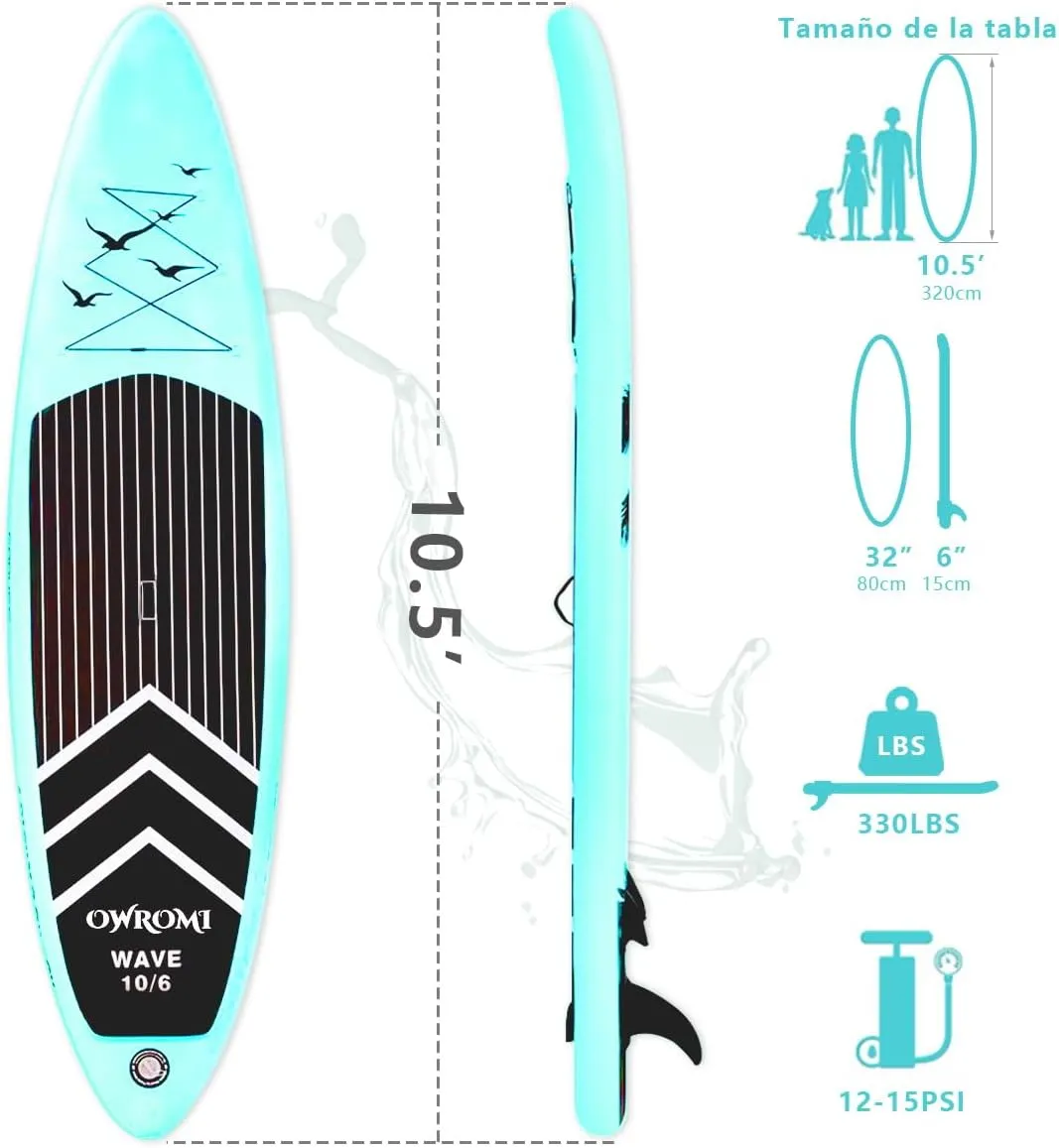 SUP Inflatable Stand Up Paddle Board 10'6" Ultra-Light Thick Paddleboard for All Skill Levels ISUP Paddle Board with Accessories, 10/6 Inflatable Paddle Boards for Adults & Youth