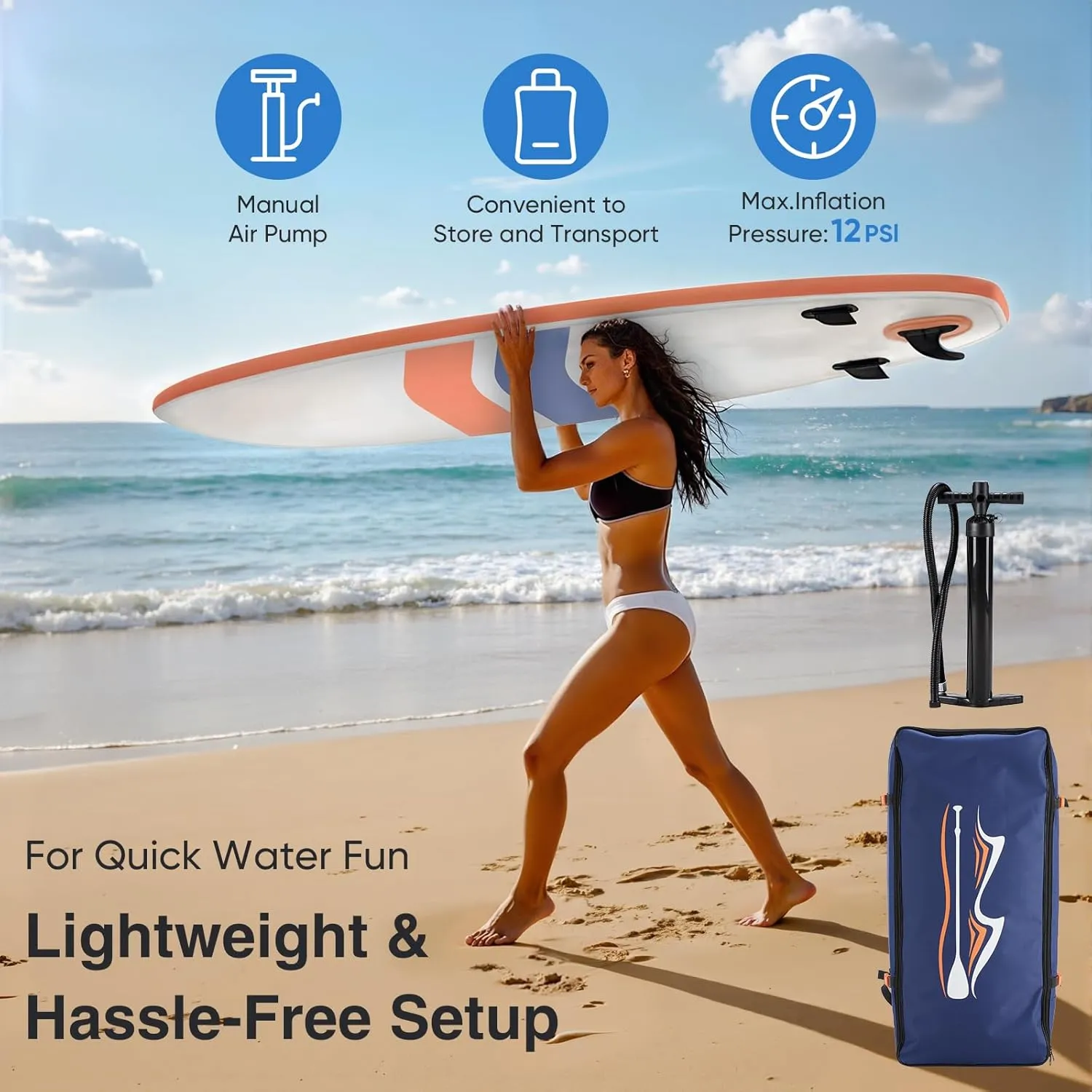 Sweetcrispy Inflatable Stand Up Paddle Board with Premium SUP Paddleboard Accessories,2-in-1 Paddle,Wide Stable Design,Non-Slip Comfort Deck for Adults & Youth of All Skill Levels