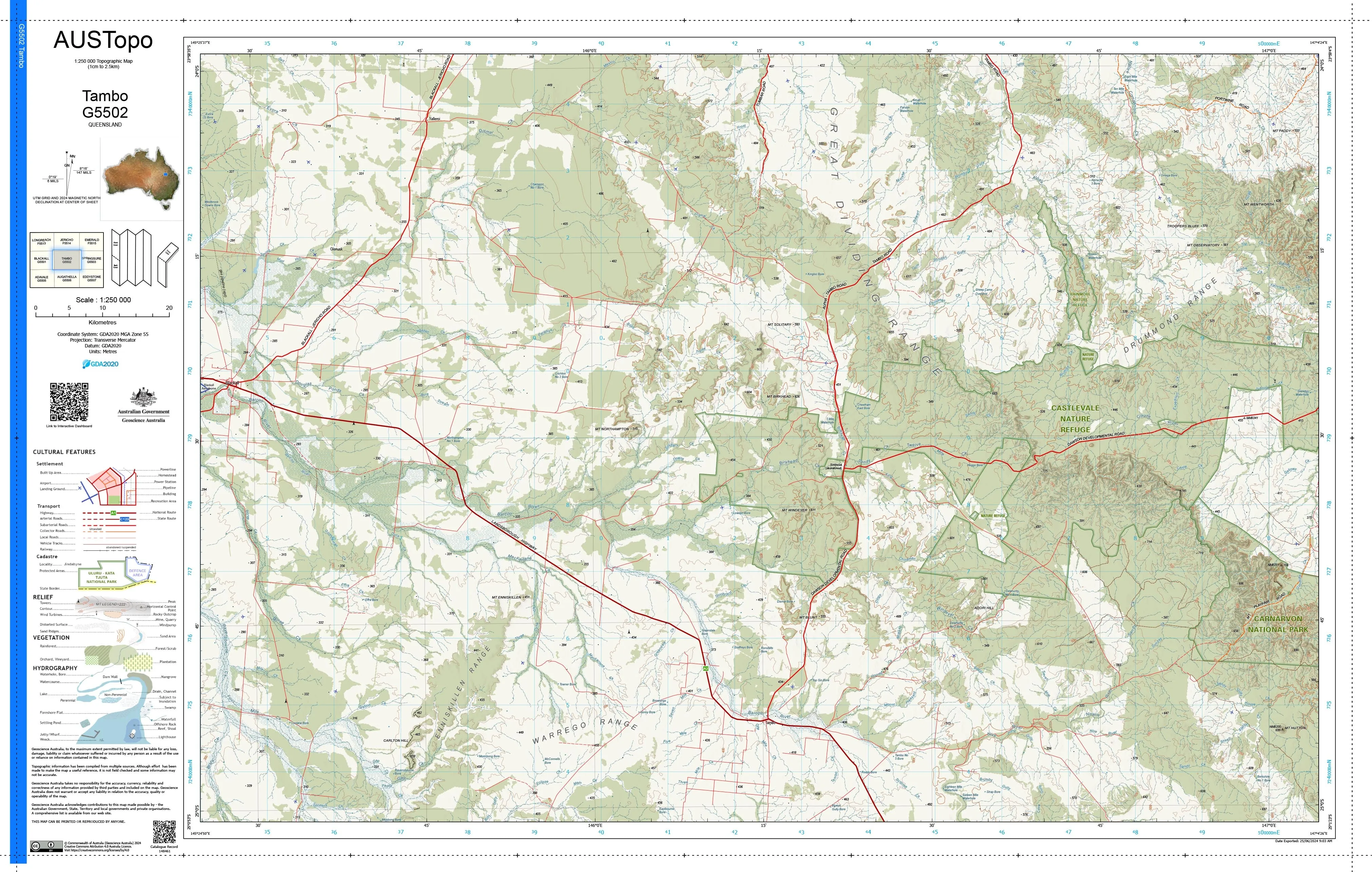 Tambo G5502 AUSTopo 1:250,000 Map