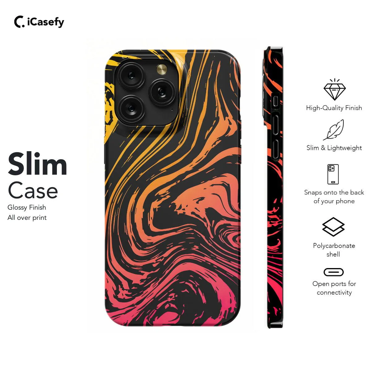 Topographic Map Marble Ombre Yellow and Phone Case iPhone Samsung Pixel & More