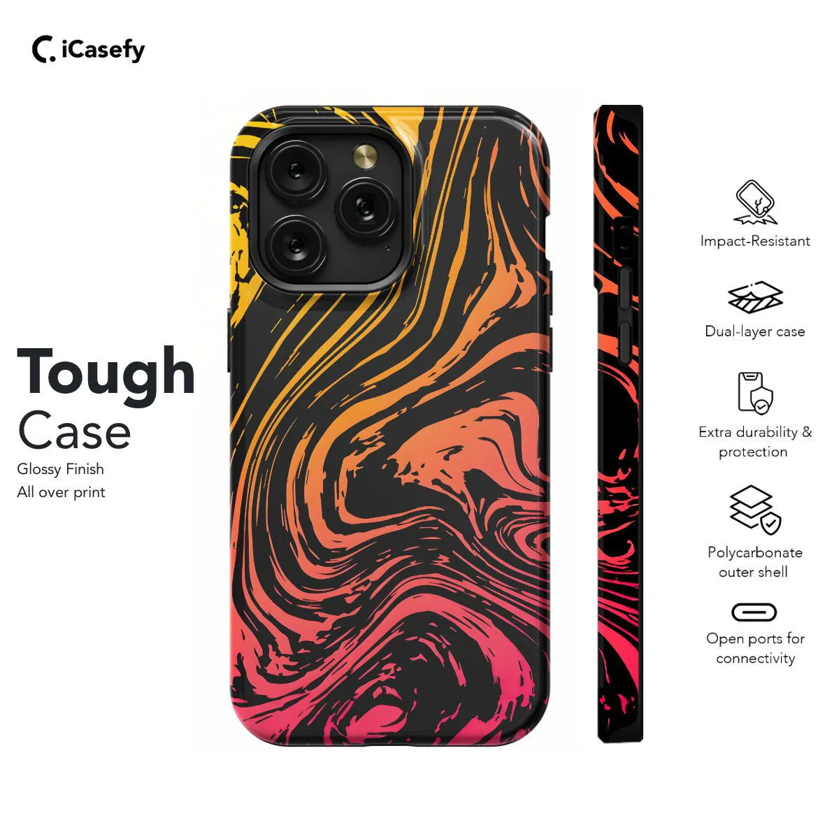 Topographic Map Marble Ombre Yellow and Phone Case iPhone Samsung Pixel & More