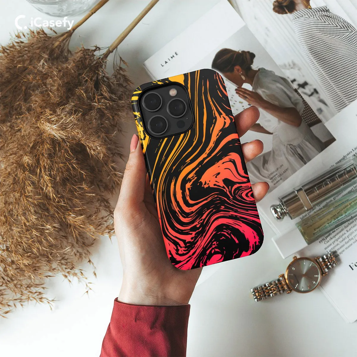 Topographic Map Marble Ombre Yellow and Phone Case iPhone Samsung Pixel & More