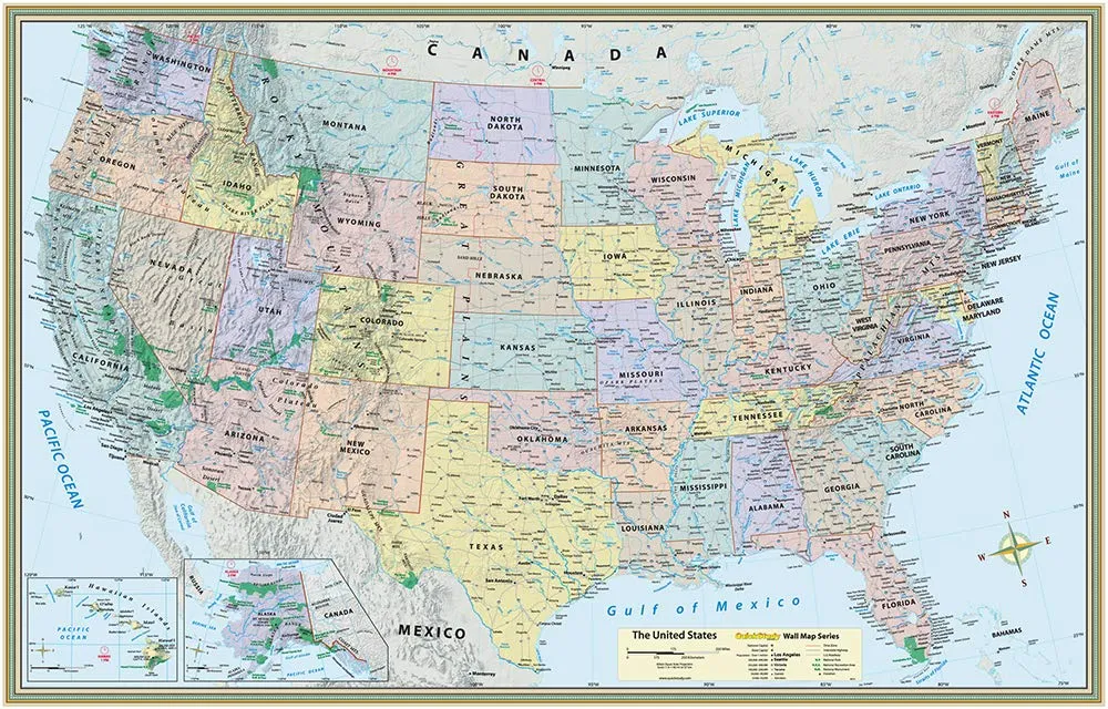 U.S. Map Poster (32 x 50 inches) - Paper: - a QuickStudy Reference Paperback  May 31, 2013