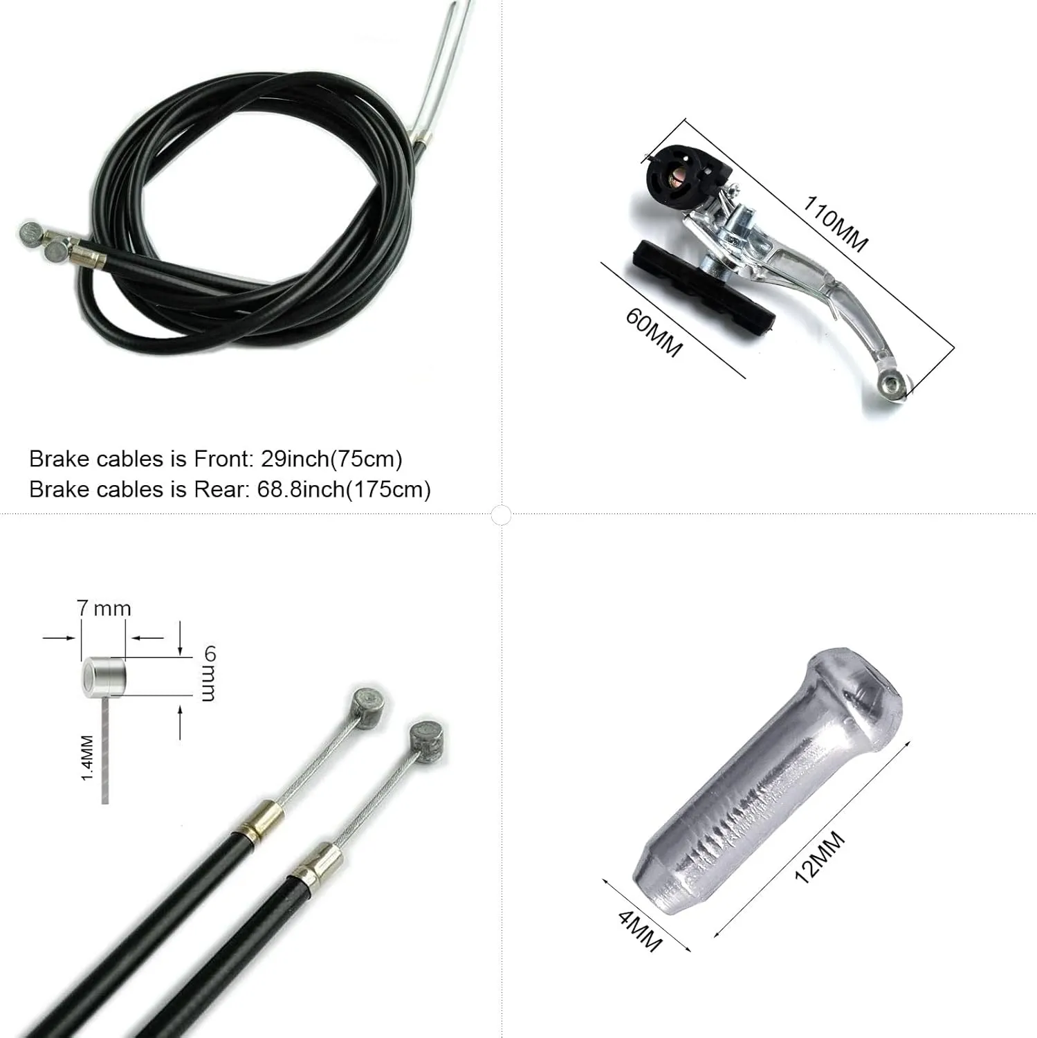 V-Type Bike Brake Set, Complete Universal Bike Front and Rear MTB Brake, Bicycle Brakes, Inner and Outer Cables, Include Brakes Lever Calipers Multi-Tool Wrenches