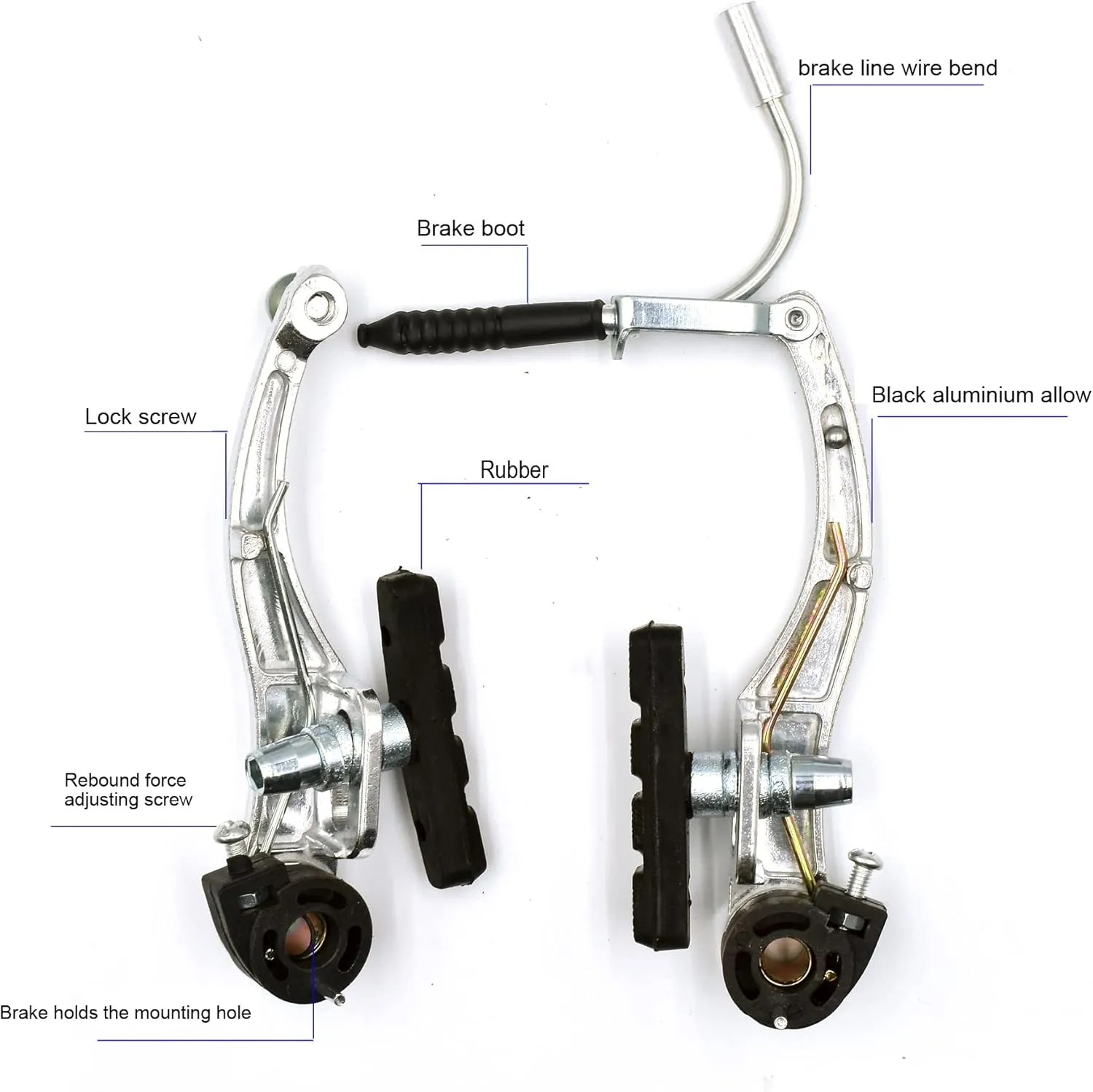 V-Type Bike Brake Set, Complete Universal Bike Front and Rear MTB Brake, Bicycle Brakes, Inner and Outer Cables, Include Brakes Lever Calipers Multi-Tool Wrenches