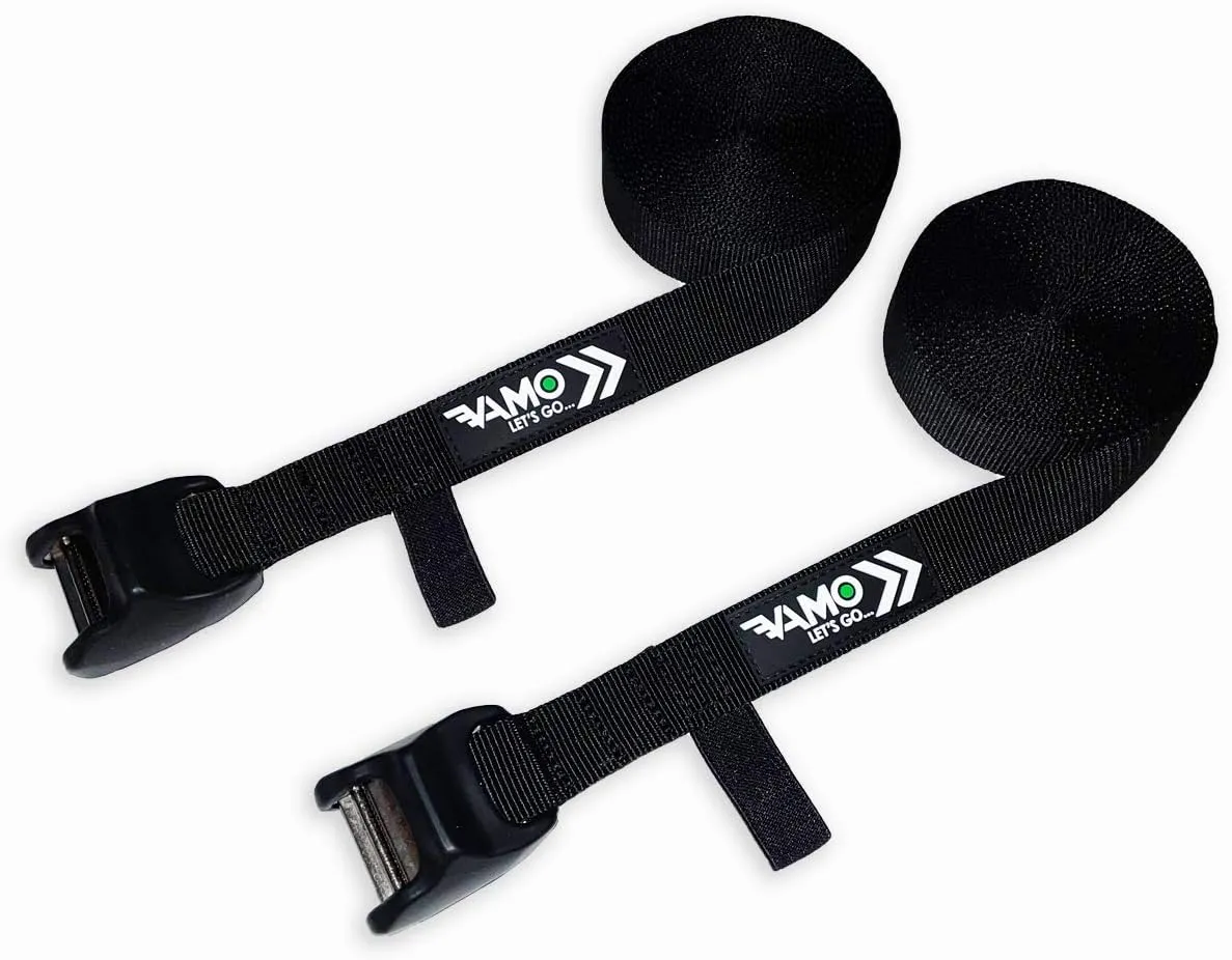 Vamo Premium 'No Scratch' Silicone Buckle Surf or SUP 15' Tie Down Straps for Surfboards, Paddle Boards, Kayaks and Canoes (Two Pack)