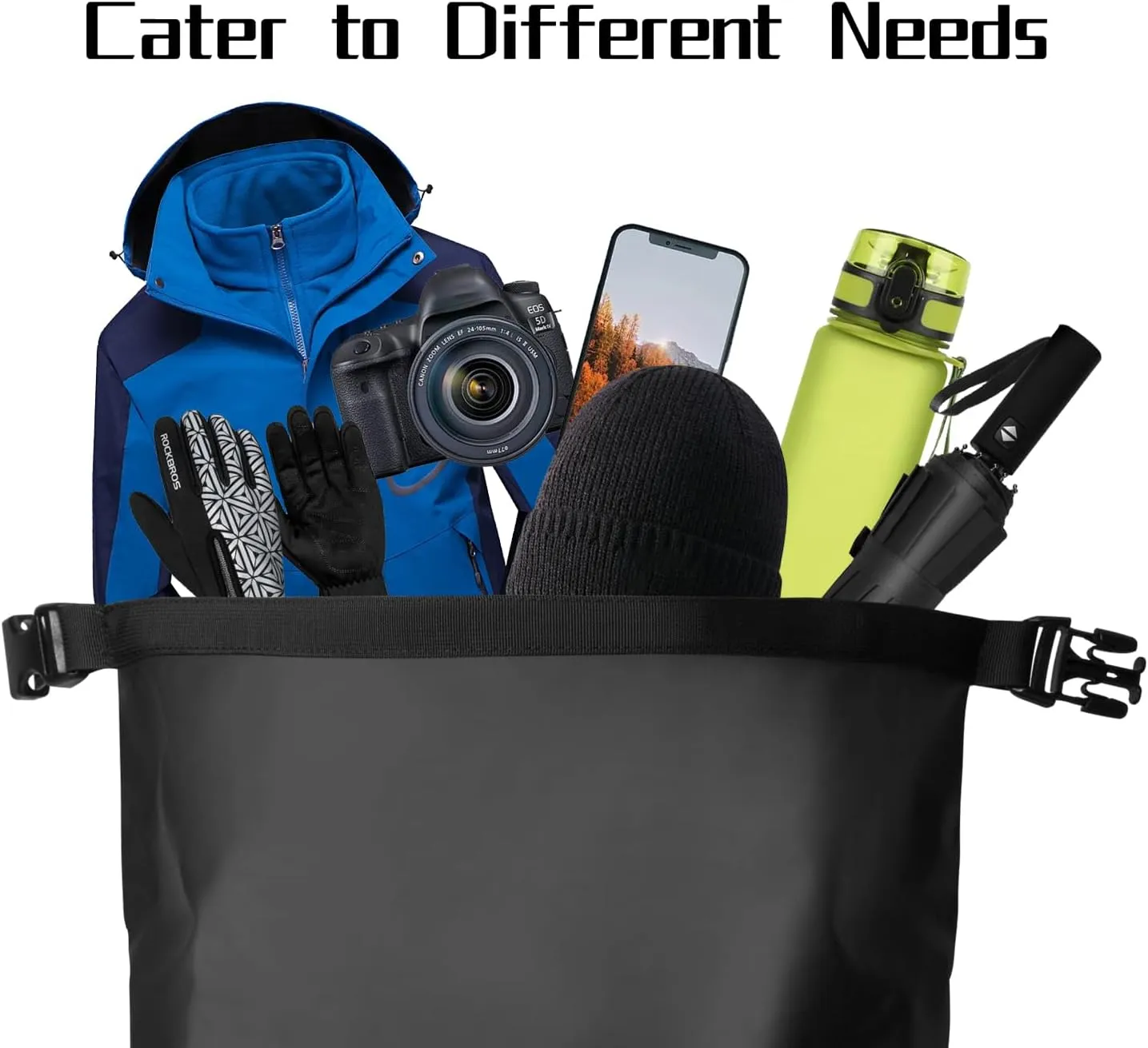 Waterproof Backpack for Men and Women - Roll-Top Floating Dry Bag Backpack for Kayaking, Rafting, Boating, Beach (Black)