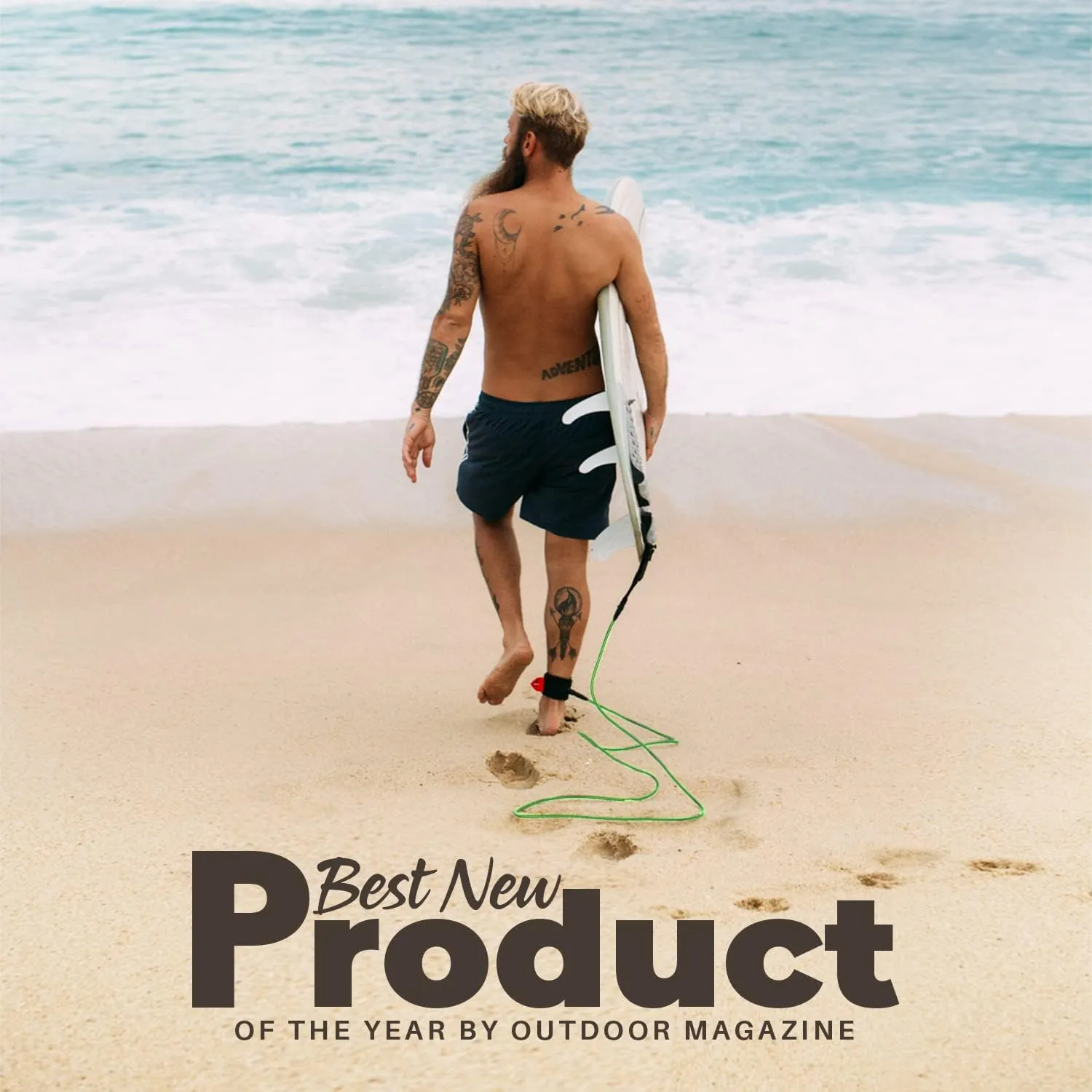 Wave Tribe Eco Surfboard Leash - Premium Surf Leash, Strong Like Bull Leash with Double Stainless Steel Swivels, Triple Rail Saver, Key Pocket (Black and Green)