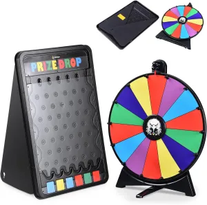 WinSpin Prize Board Kit Foldable Stand Disk Spinning Wheel Fortune Game Eagle with 20" Prize Wheel & 30x19 Drop Board for Pub Party Trade Show Carnival