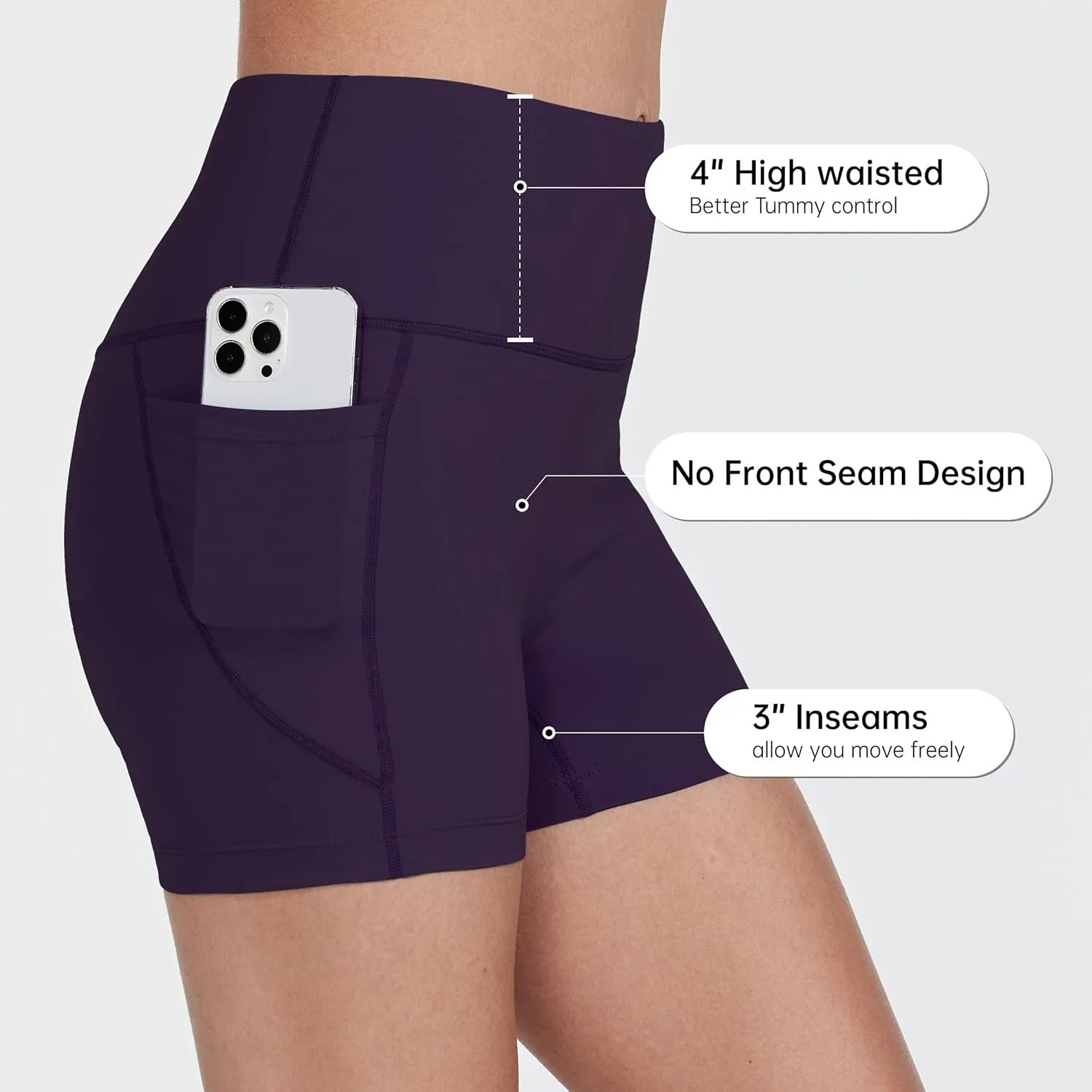 Women's 3"/6" Swim Shorts with Liner Pockets High Waisted Bathing Shorts Bottoms Tummy Control UPF 50 